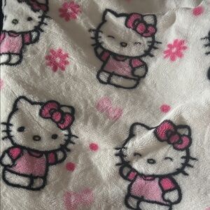 Hello Kitty White and Pink Plush Blanket with Character Print